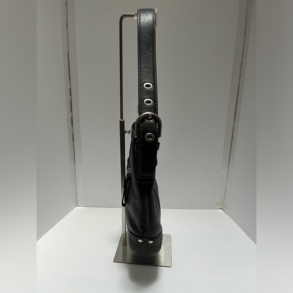 Coach Purse Pebble Leather Adjustable Strap Shoulder H0894-F12319 Black Buckle - Picture 5 of 15